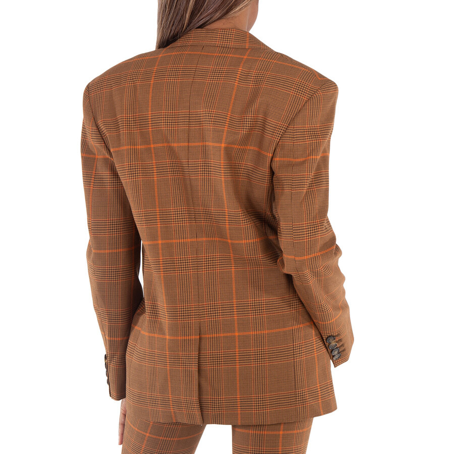 Stella Mccartney Ladies Brown Checked Single-Breasted Blazer - 2
