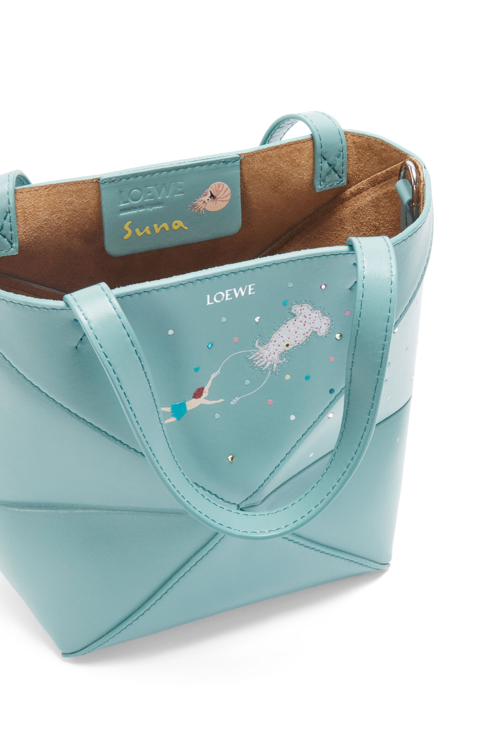 Loewe Squid mini Puzzle Fold tote in shiny calfskin | REVERSIBLE