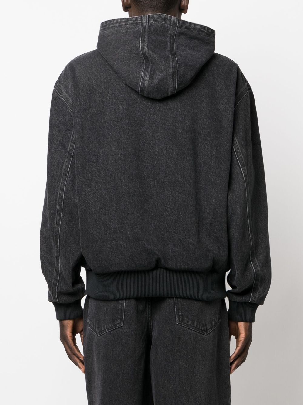 distressed-effect cotton hooded jacket - 4