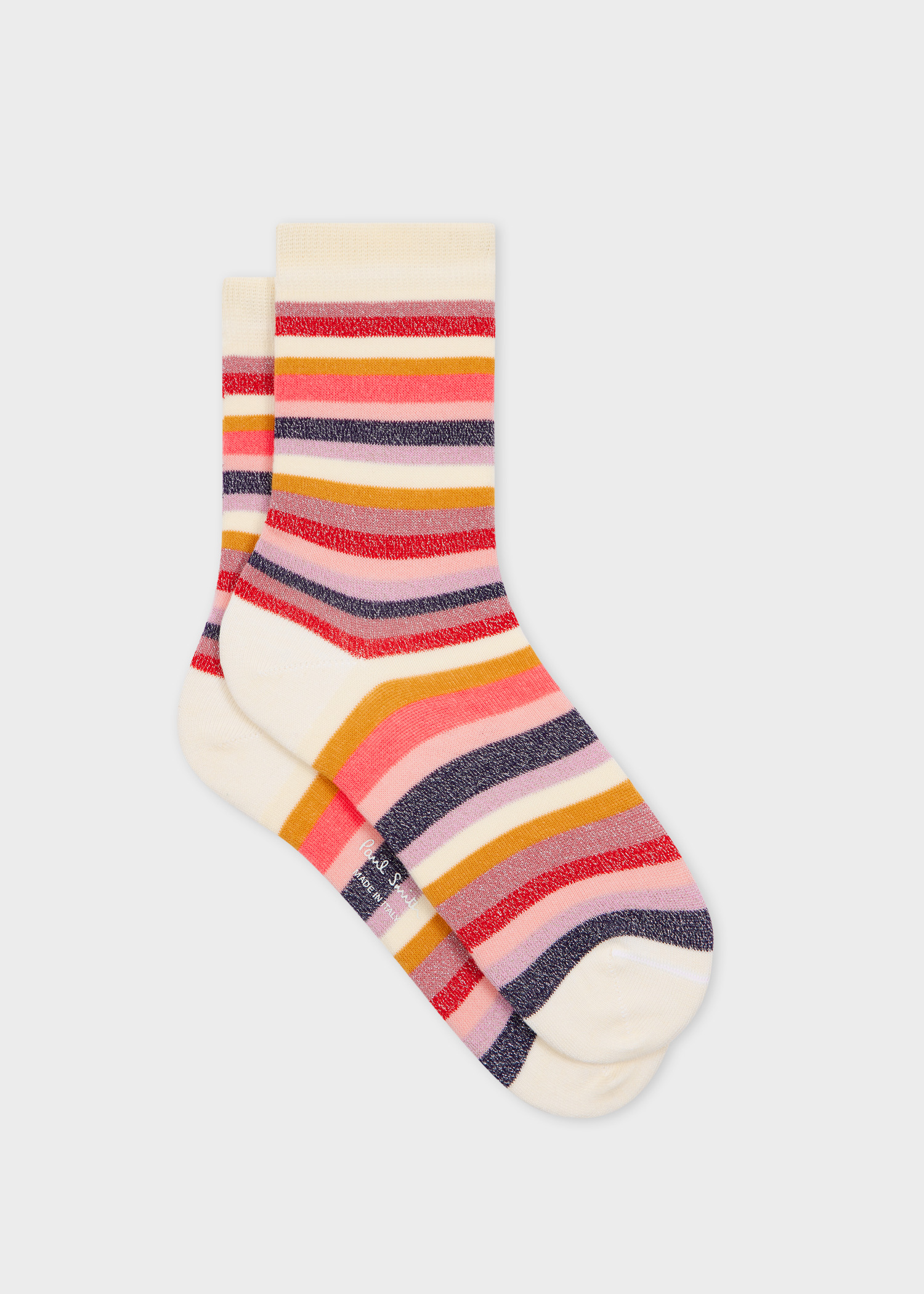 Women's Ecru Glitter Stripe Socks - 1