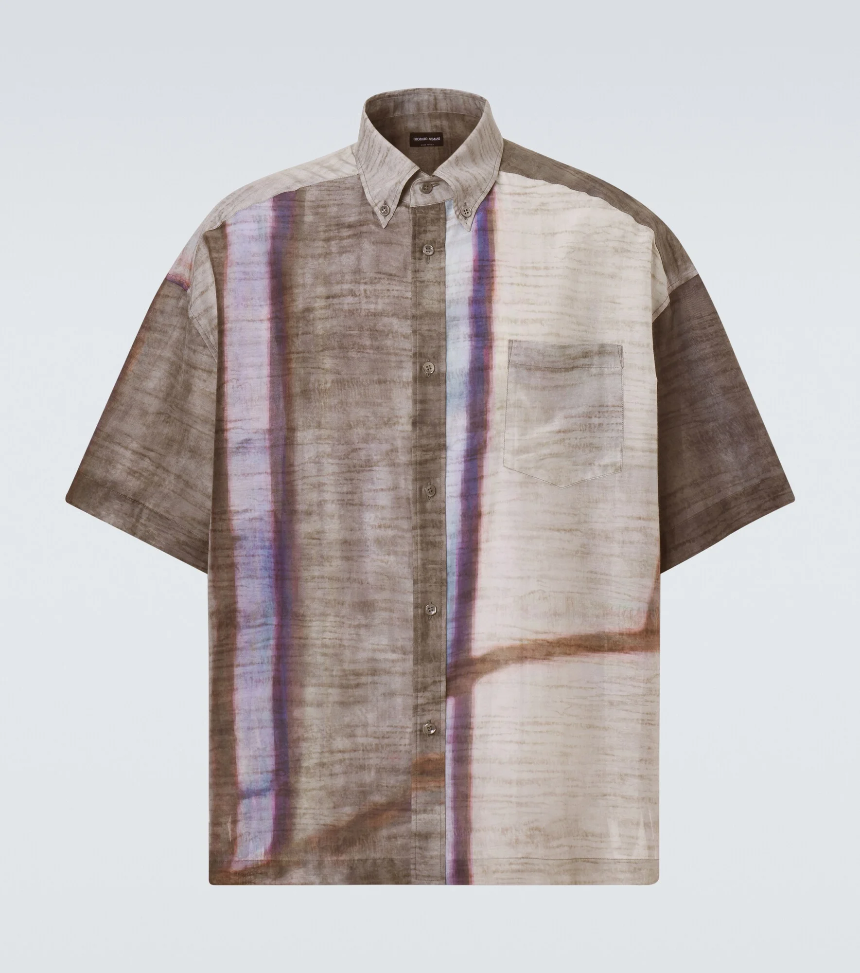 Printed cotton and silk bowling shirt - 1