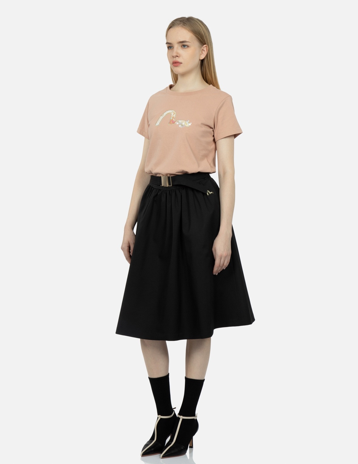 SEAGULL EMBROIDERY FLARE SKIRT - 3