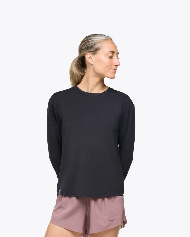 Women's HOKA Essential LS Tee Shirt in Black 1