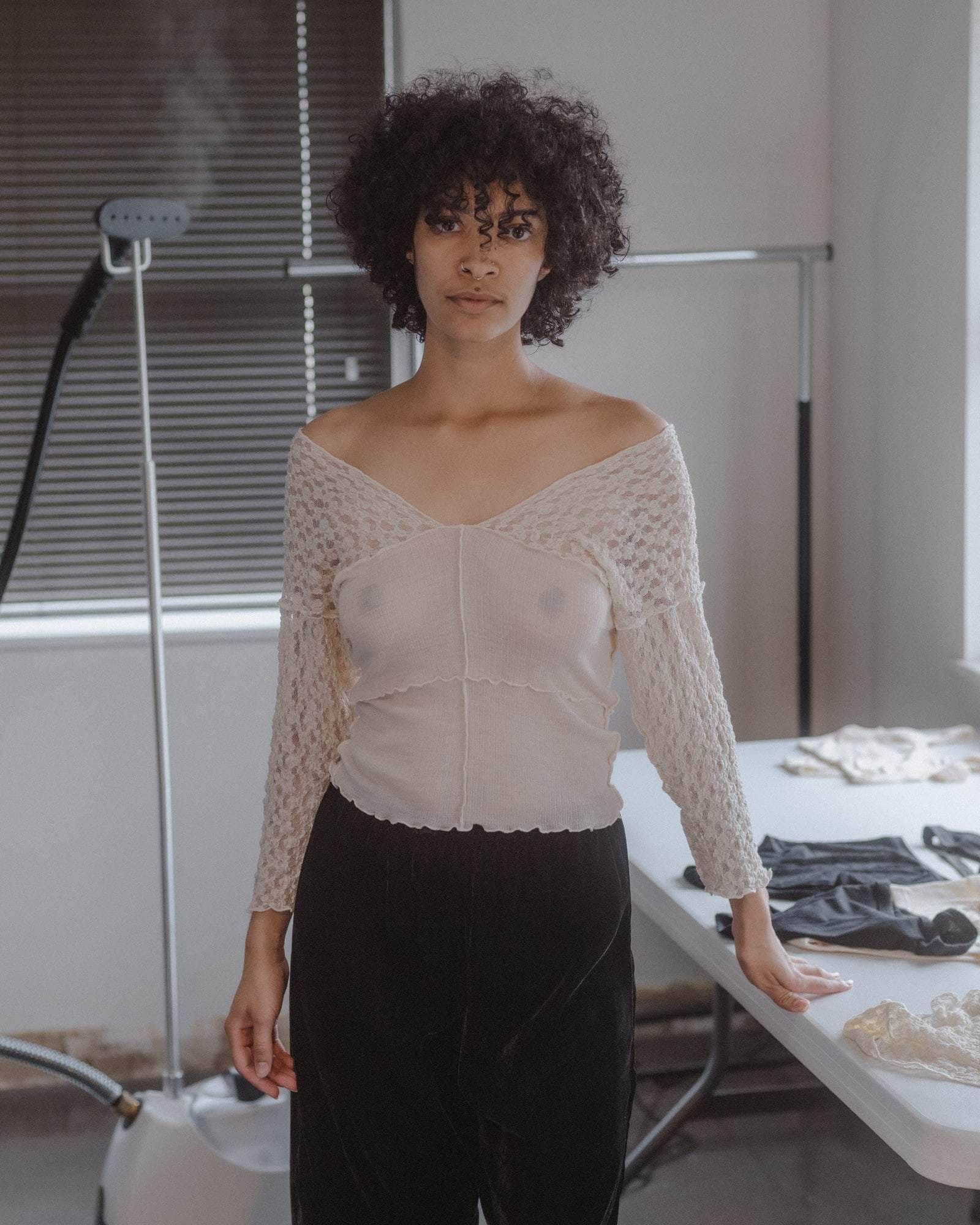 Nehru Long Sleeve Tee - Lace & Wool - 4