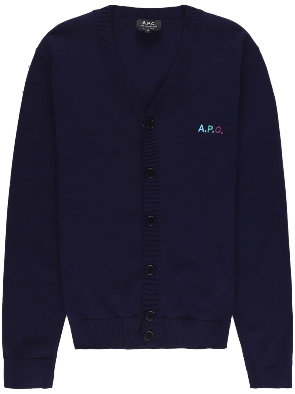 embroidered logo cotton cardigan - 1