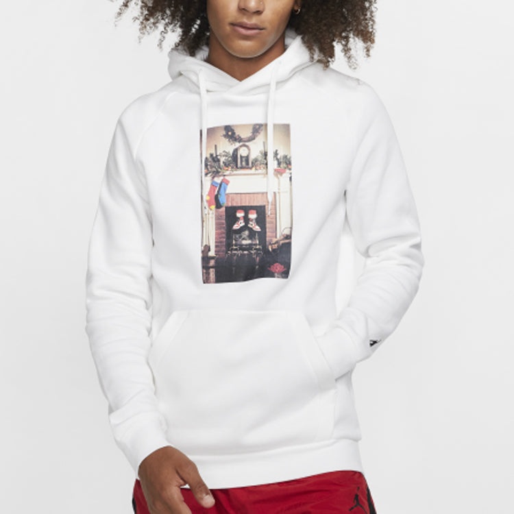 Air Jordan Jumpman Chimney Printing Fleece Stay Warm Pullover White CT4886-100 - 3