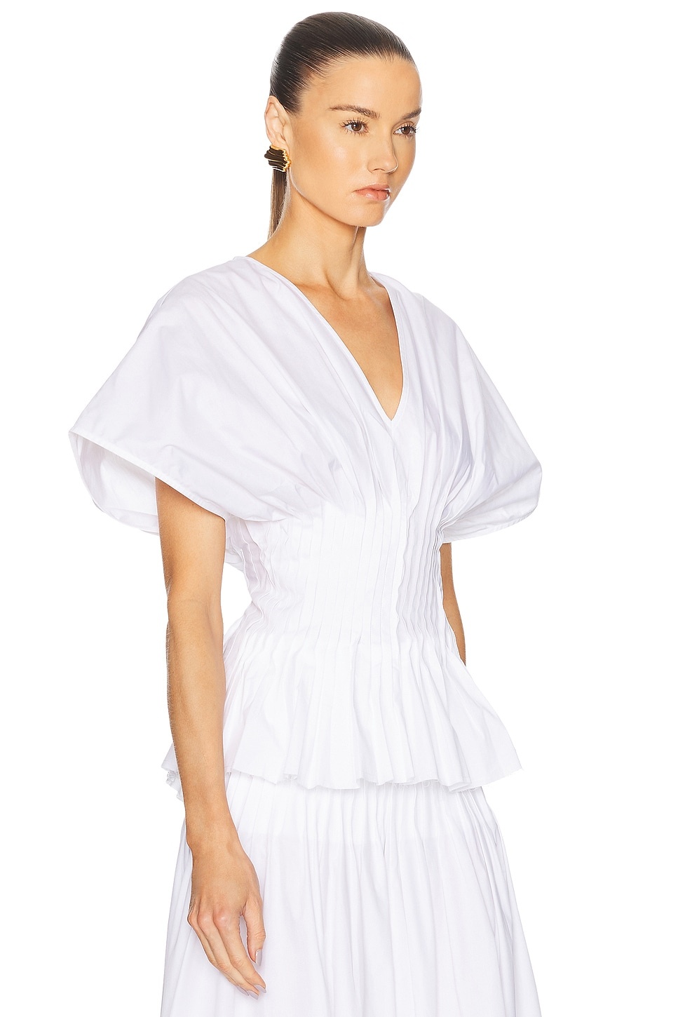 Poplin V Neck Top - 2