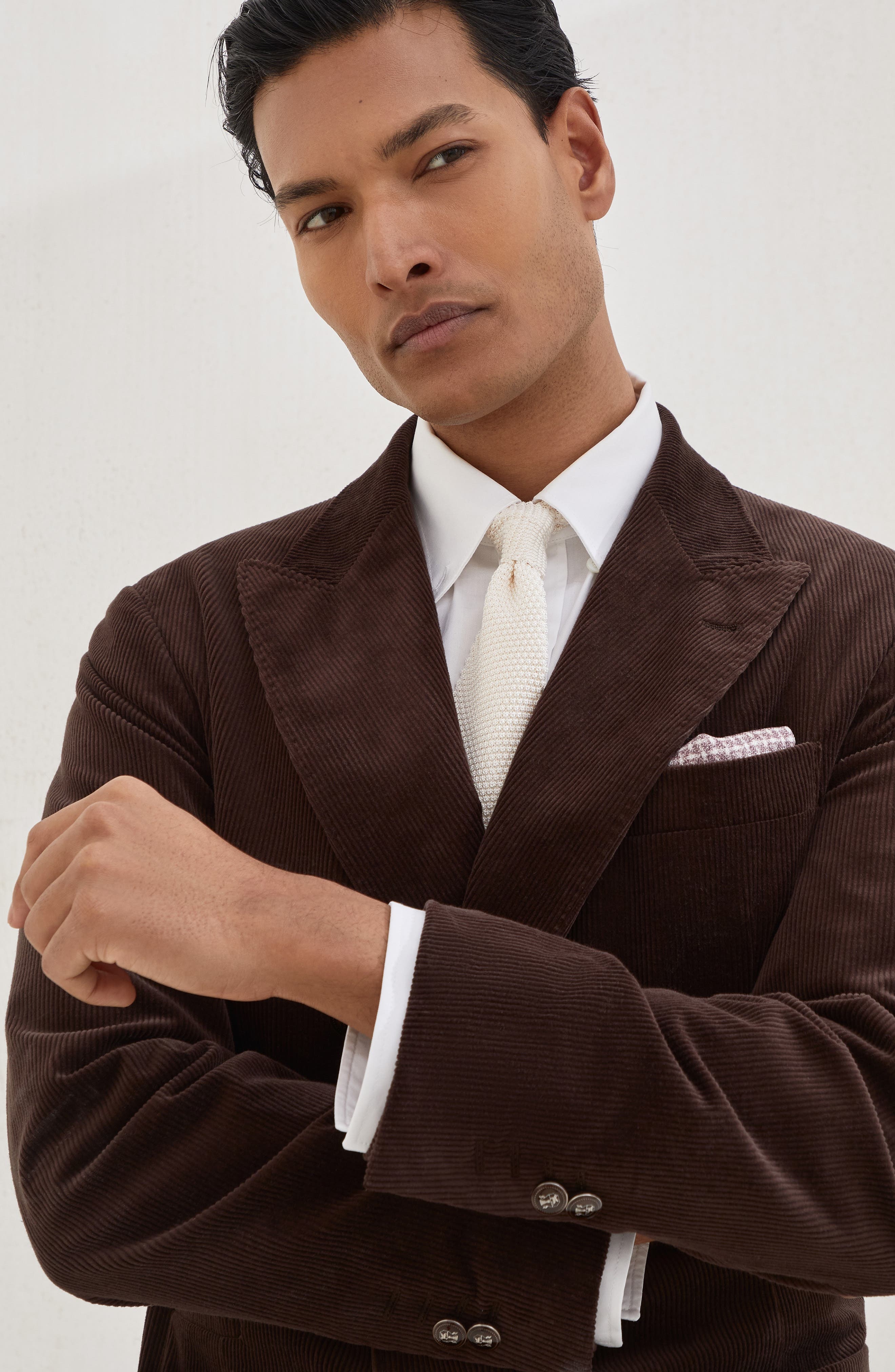 Brunello Cucinelli Knit necktie in White at Nordstrom - 4