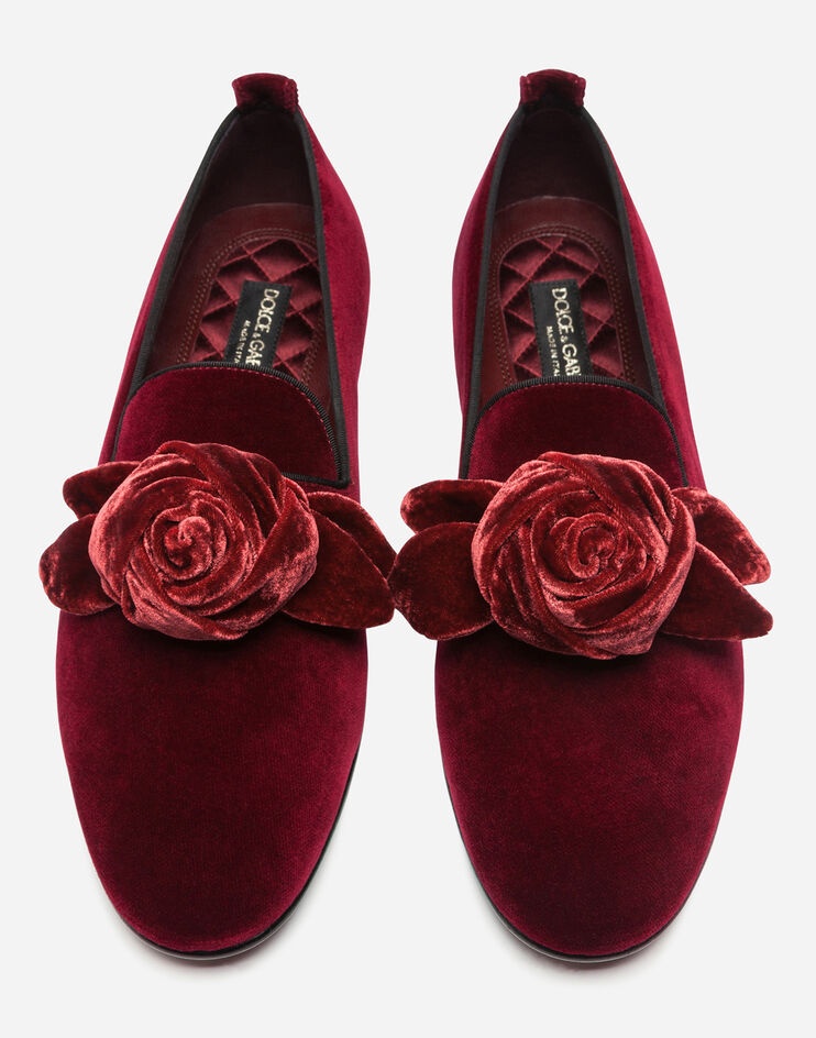 Velvet slippers with satin bow - 4