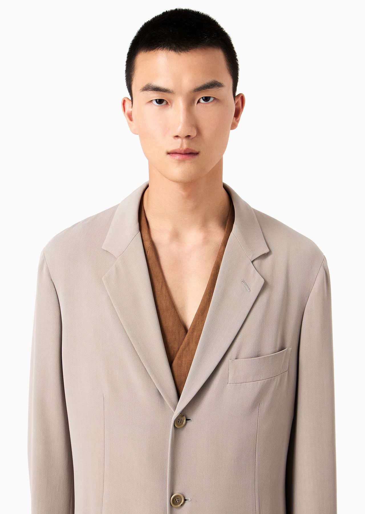 Single-breasted jacket in silk - 5