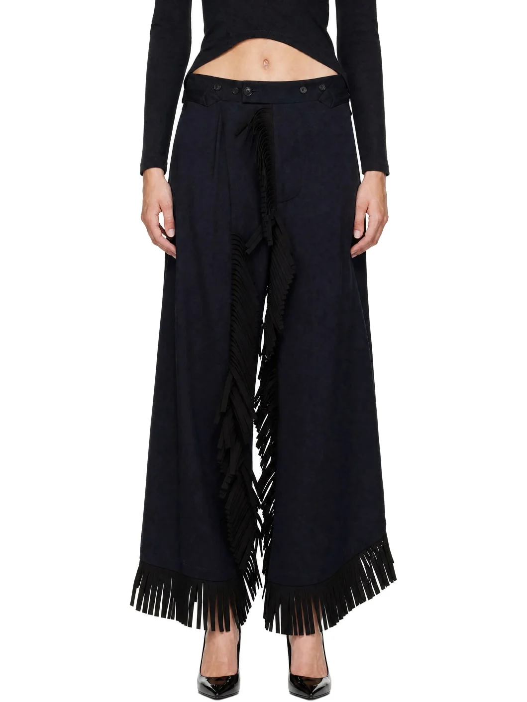 Navy Pepino Fringe Trousers - 1