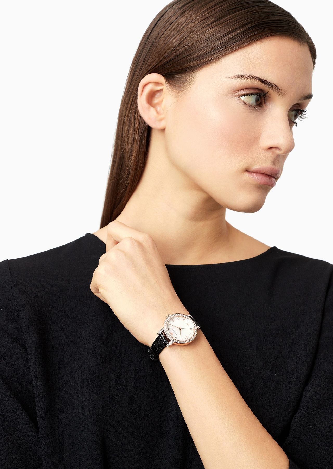 Three-Hand Black Leather Watch - 3