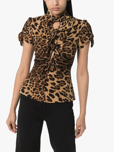 Dolce & Gabbana knotted leopard-print shirt outlook