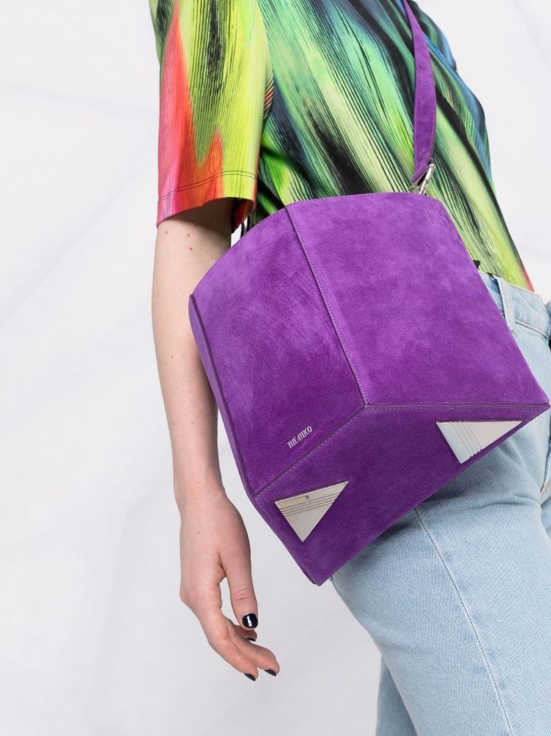 geometric suede shoulder bag - 3