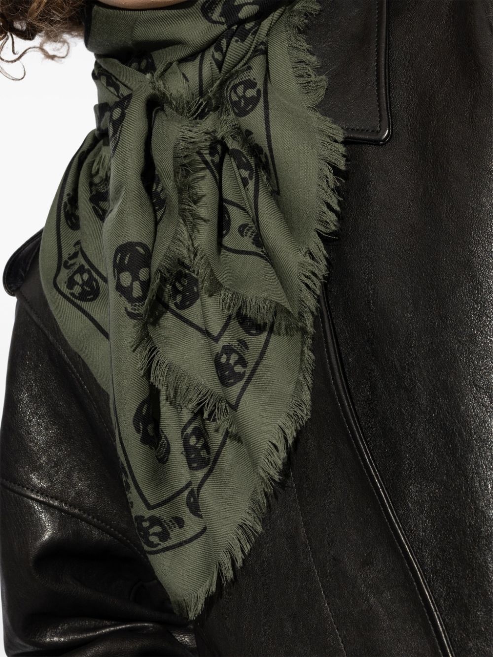 skull-print wool scarf - 4