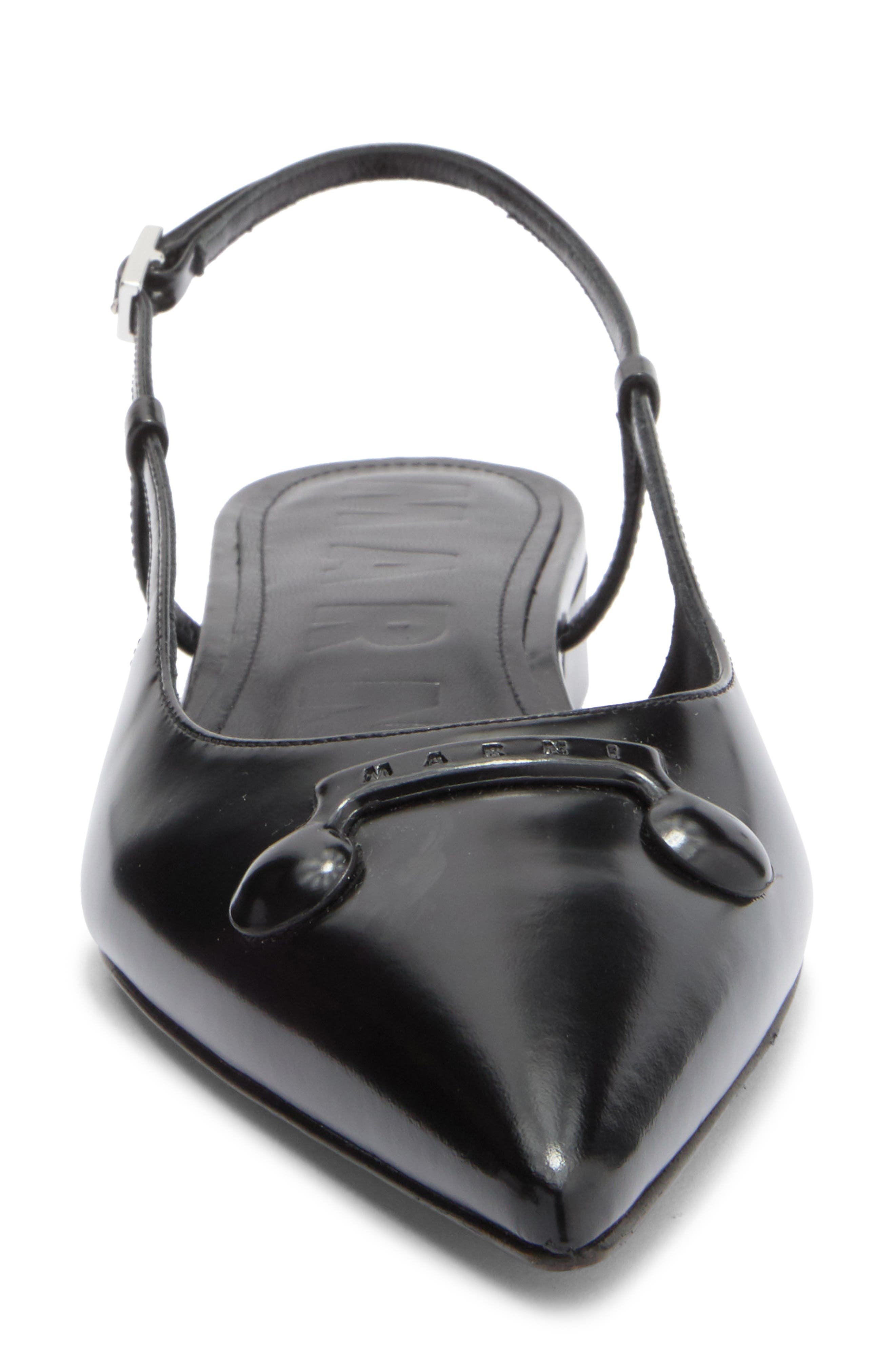 Marni Trunkaroo Pointed Toe Slingback Flat in Black at Nordstrom - 4