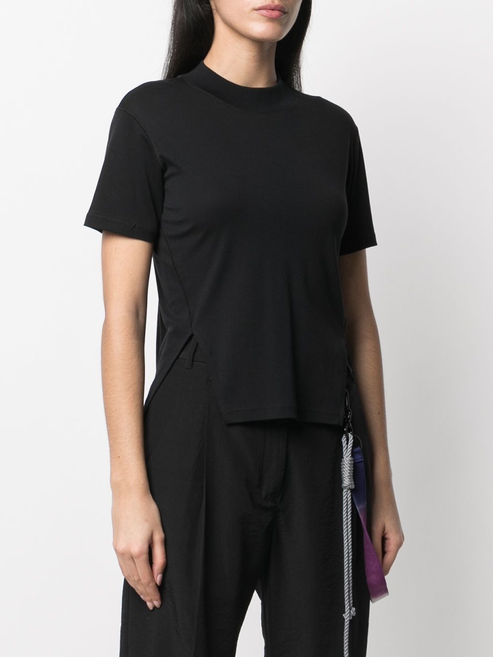 side-slit cotton T-shirt - 3