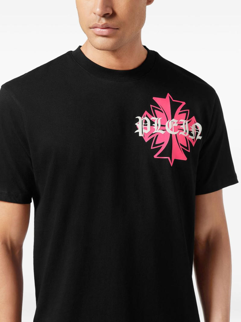 crest-print round neck T-shirt 4
