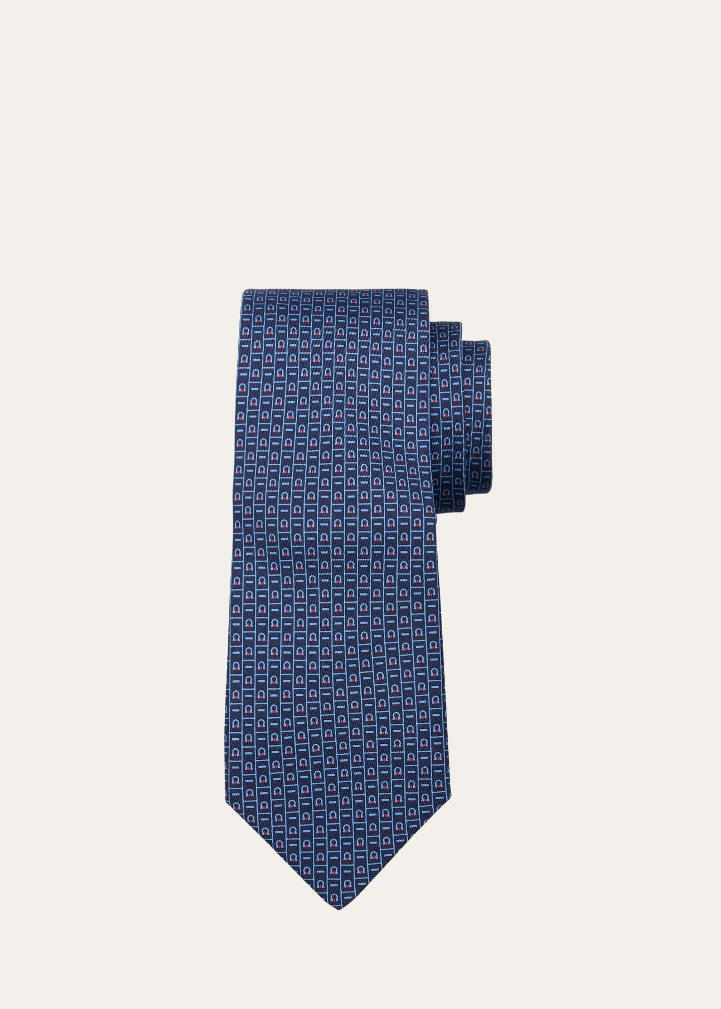 Men's Gancini Monogram-Print Silk Tie - 1