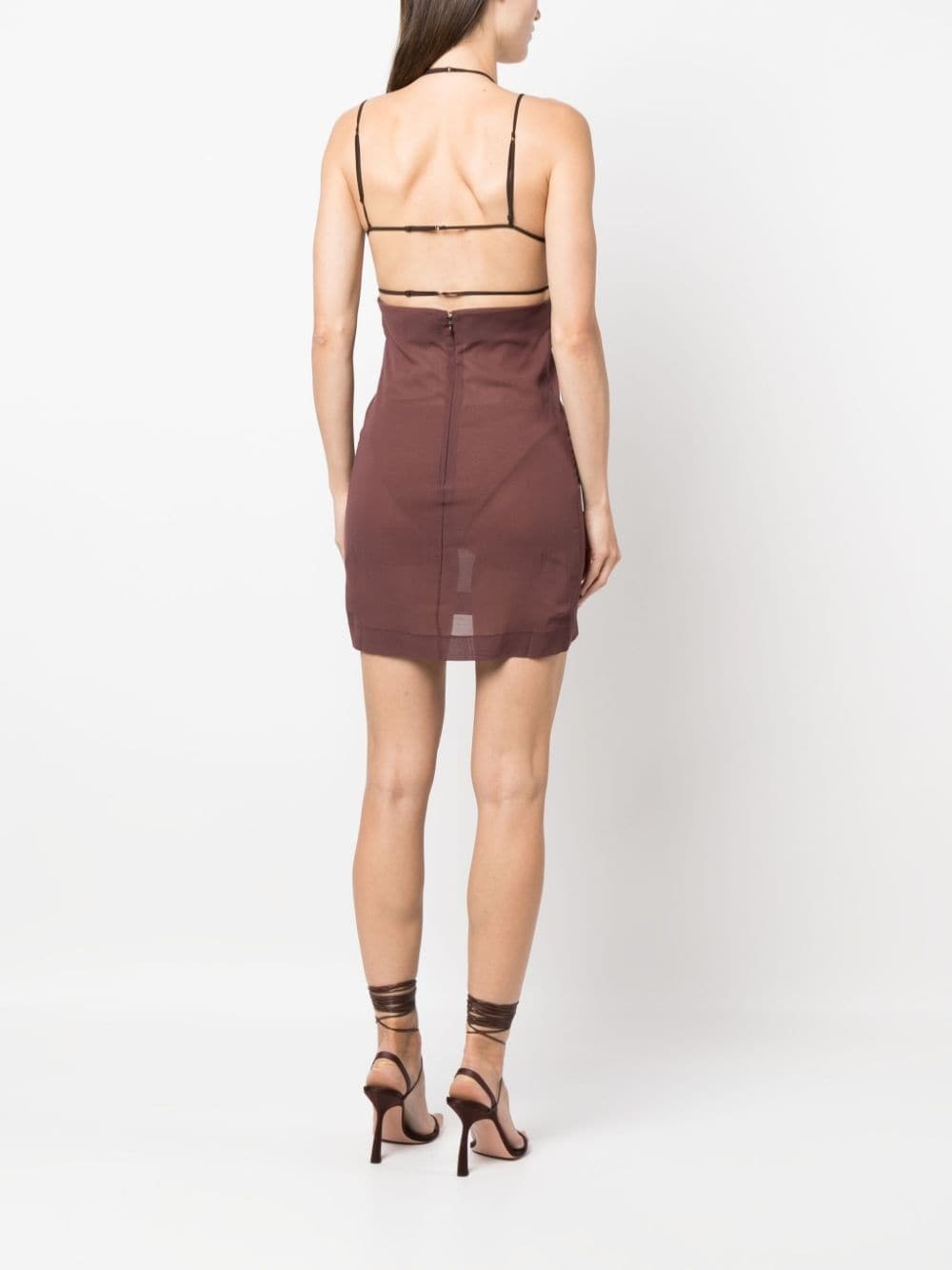 strap-detailing semi-sheer minidress - 4