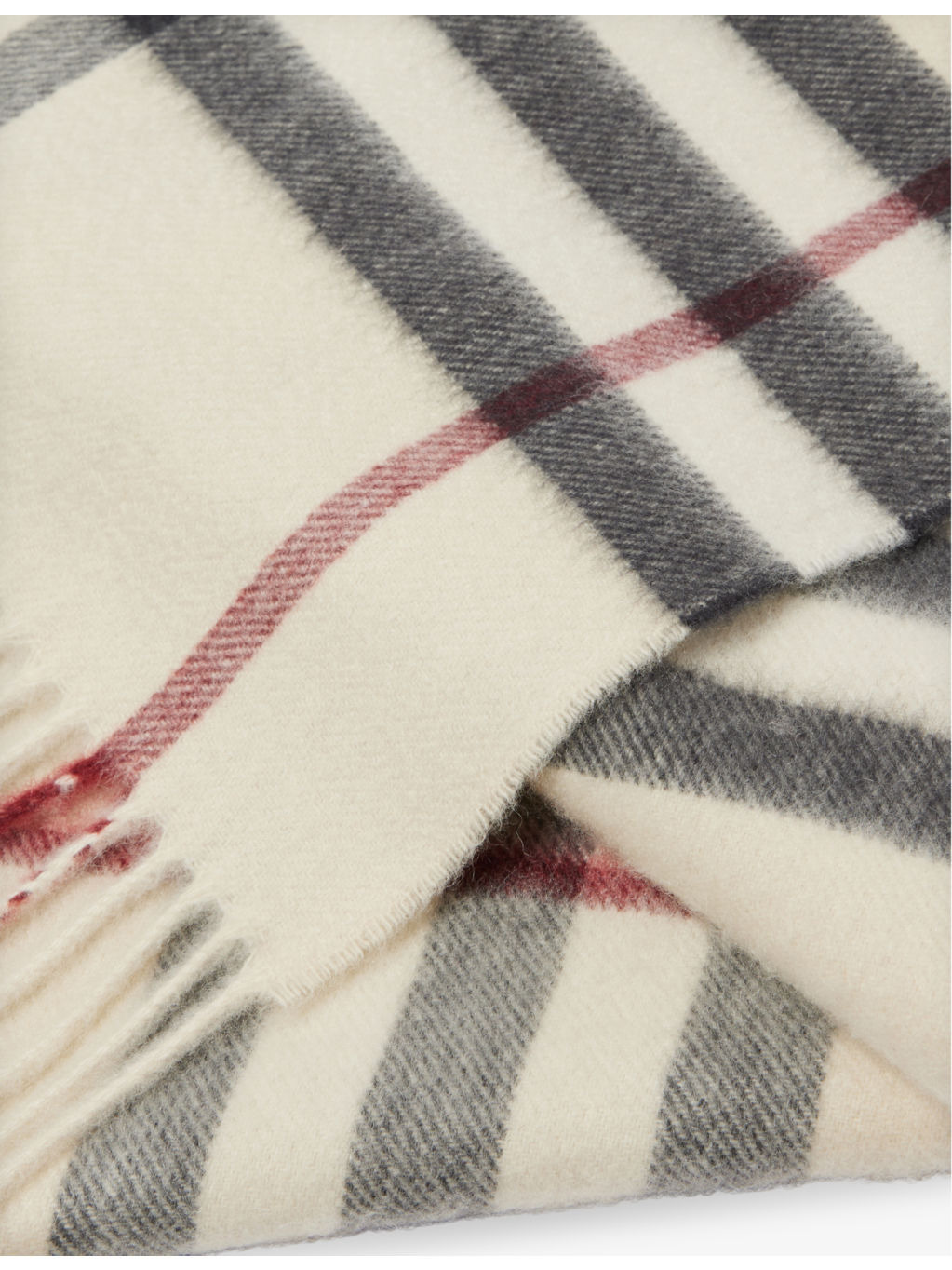 Check-print fringed cashmere scarf - 3