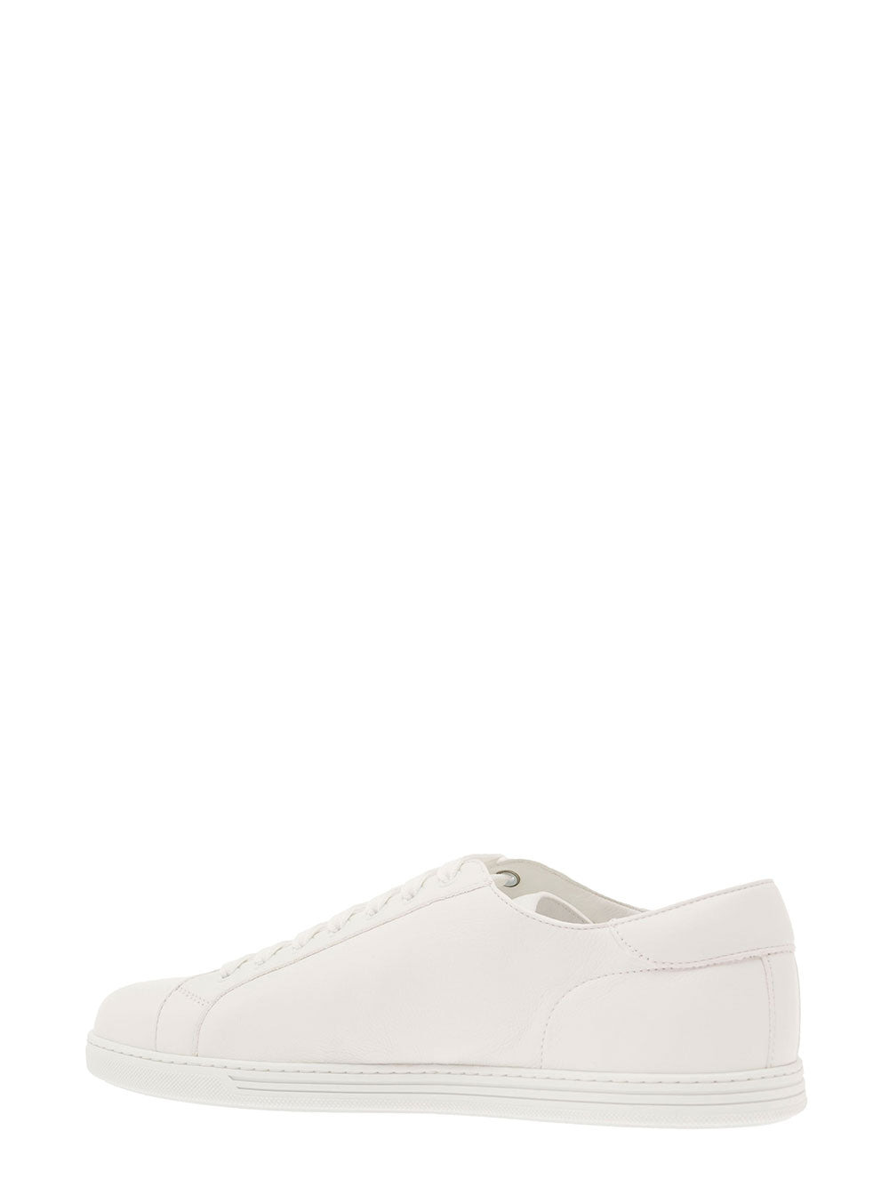 Dolce & Gabbana Men 'Portofino' White Monocrom Low Top Sneakers With Logo Plaque In Leather Man - 3