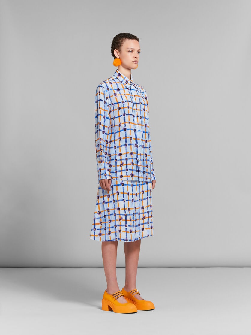 LIGHT BLUE CRÊPE DE CHINE SHIRT WITH SARABAND PRINT - 5