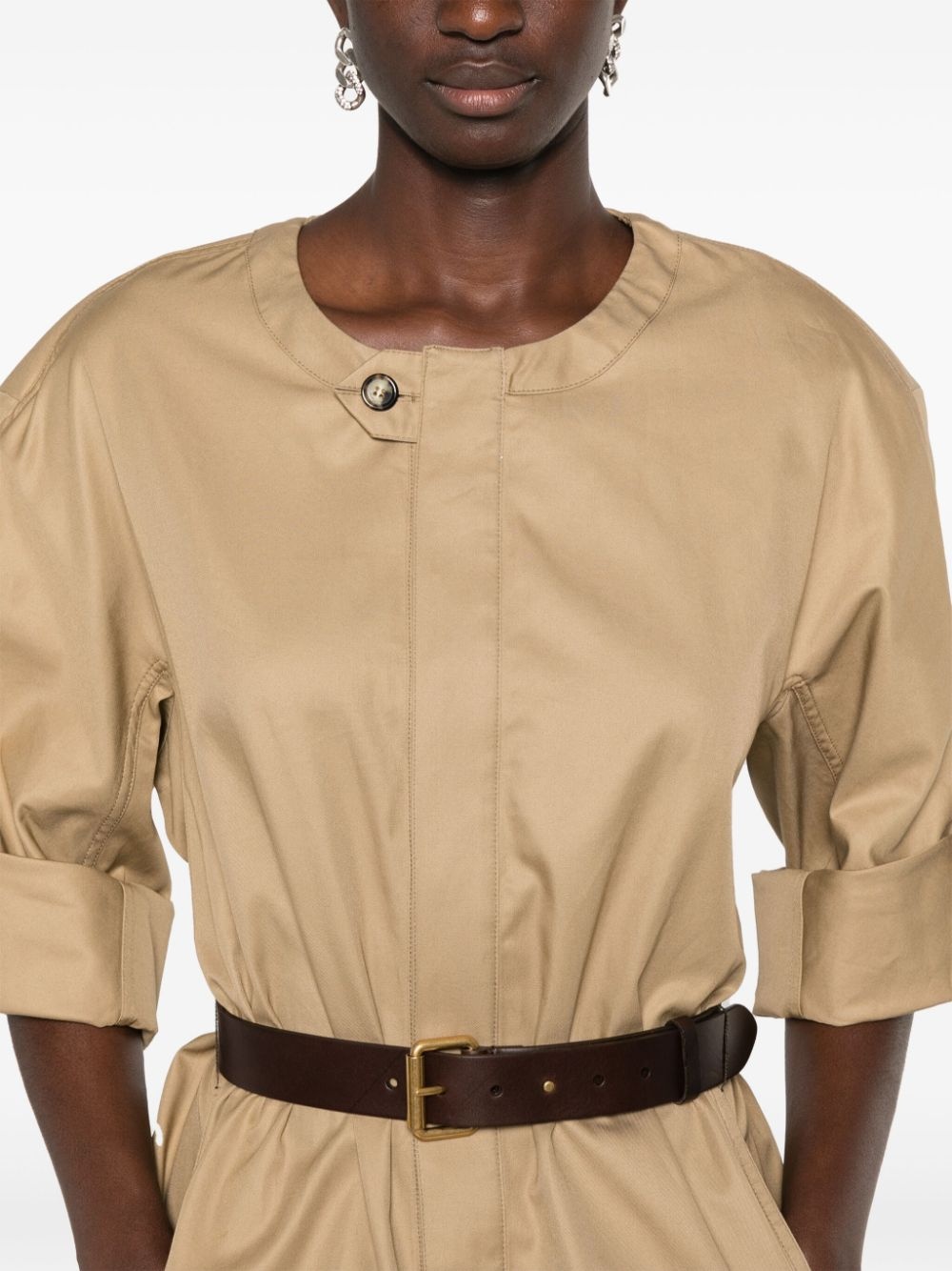 belted cotton twill dress - 5