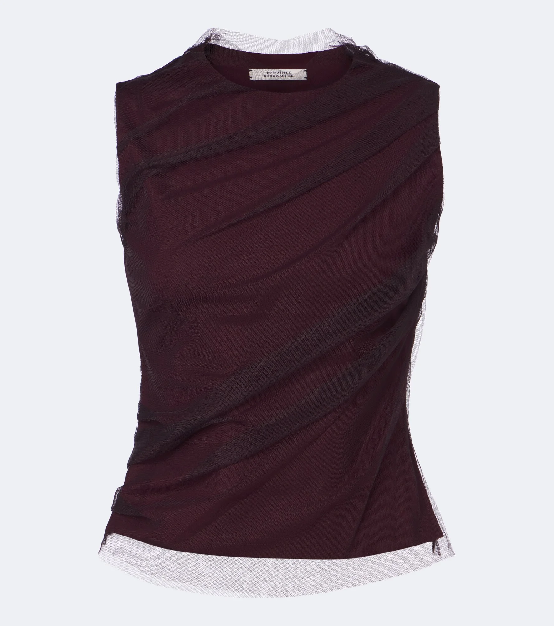 Layered draped jersey and tulle top - 1