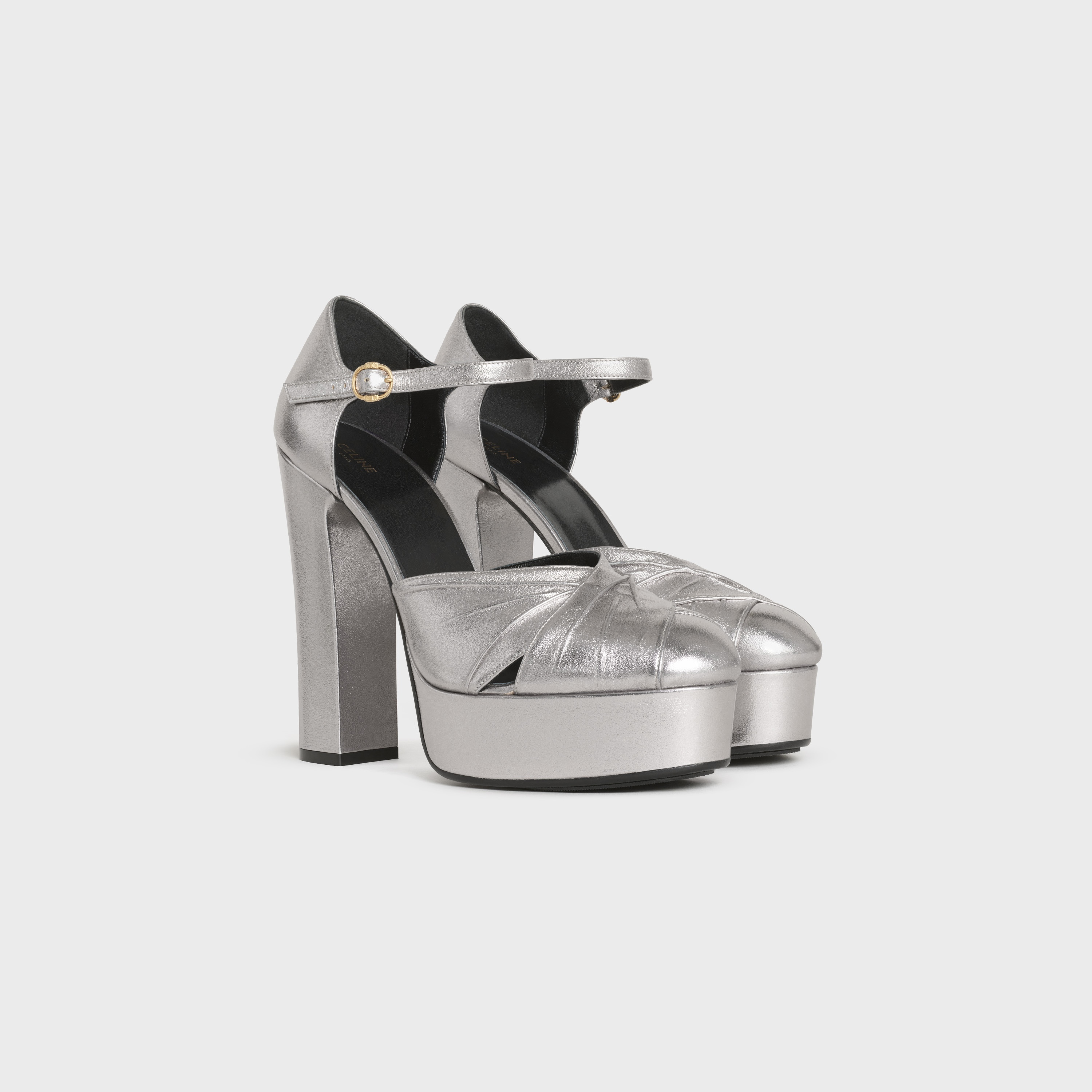 CELINE MELODY CRISS-CROSS PUMP  IN  METALLIZED LAMBSKIN - 2