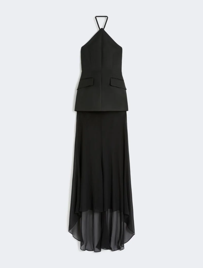Bi-material dress - black - 1