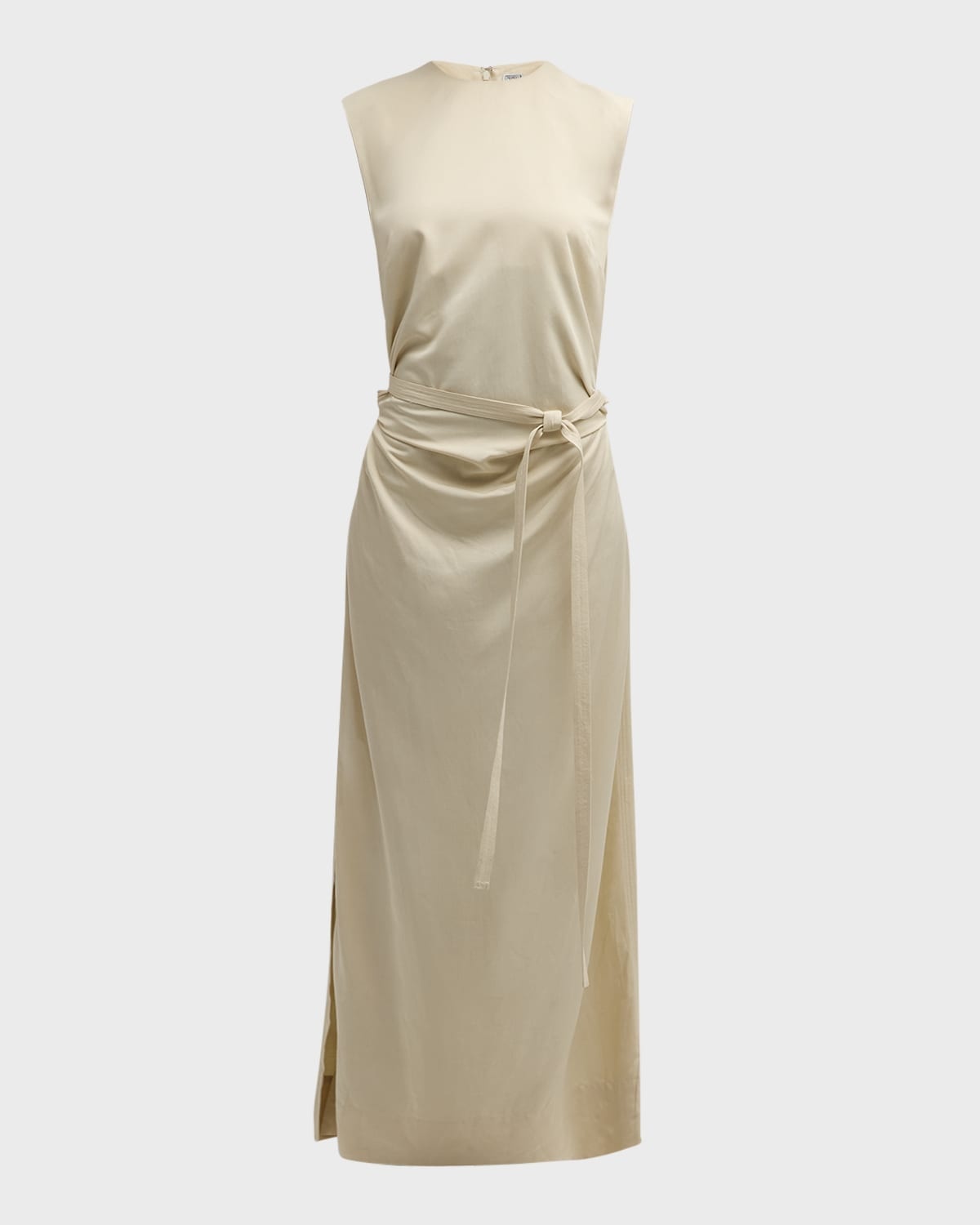 Ruched Sleeveless Tie-Waist Fluid Maxi Dress - 1