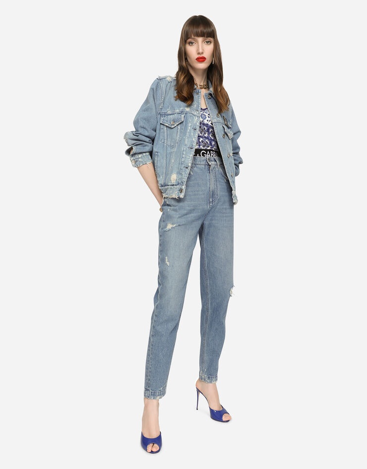 Denim jacket with branded plate - 5
