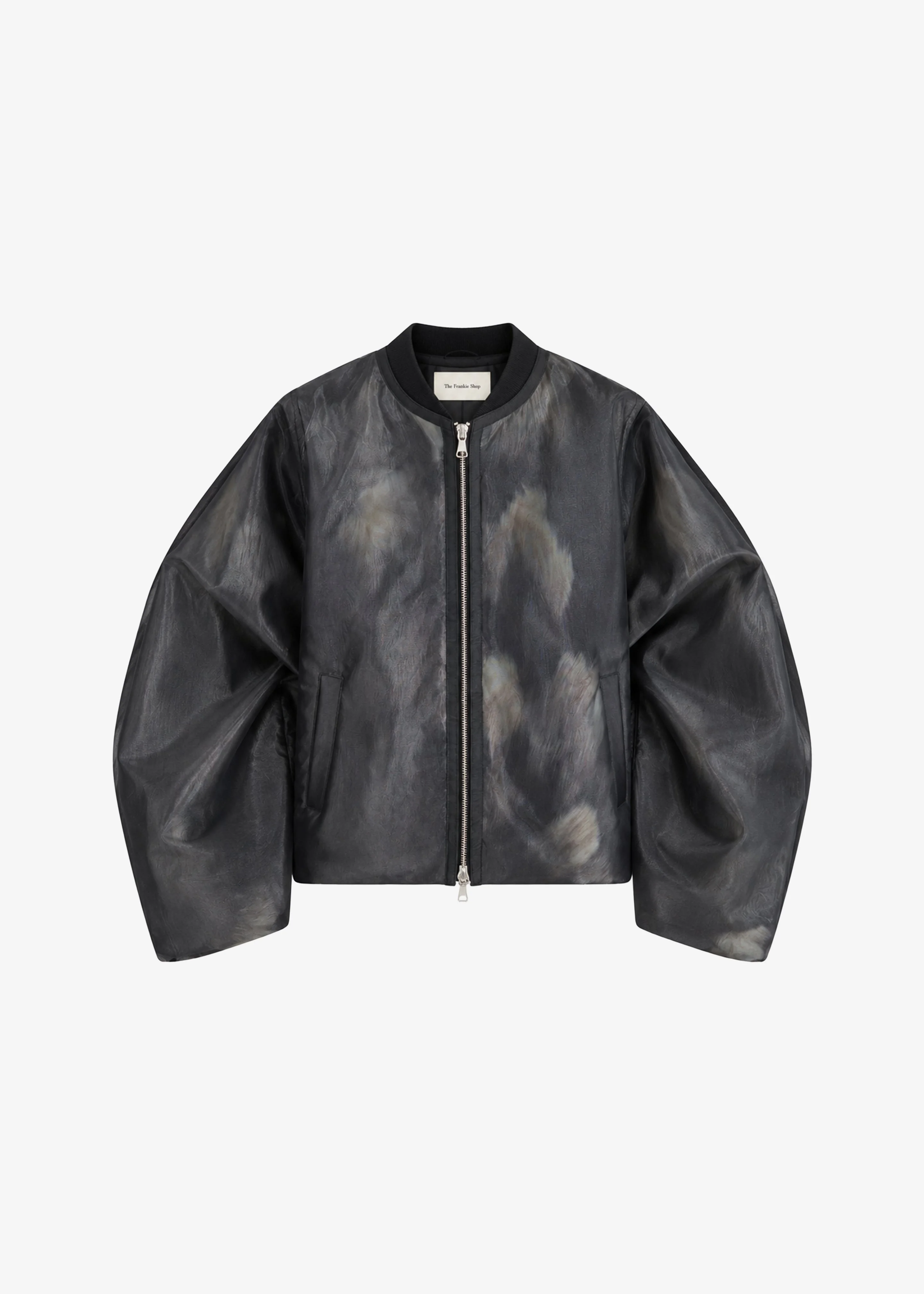 Pietra Fur Mesh Bomber Jacket - Grey - 1