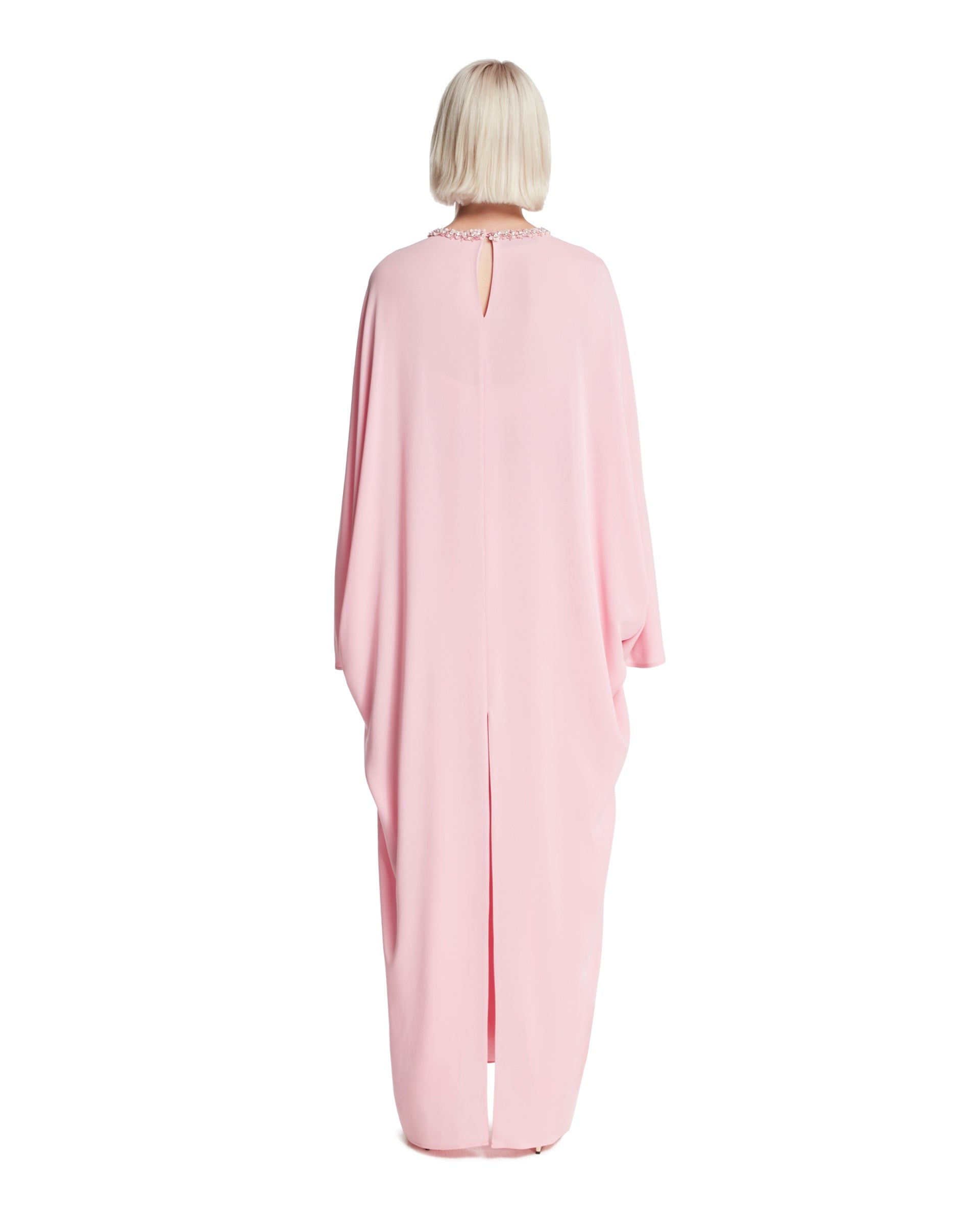 Pink Long Cape Coat with Clasp - 3