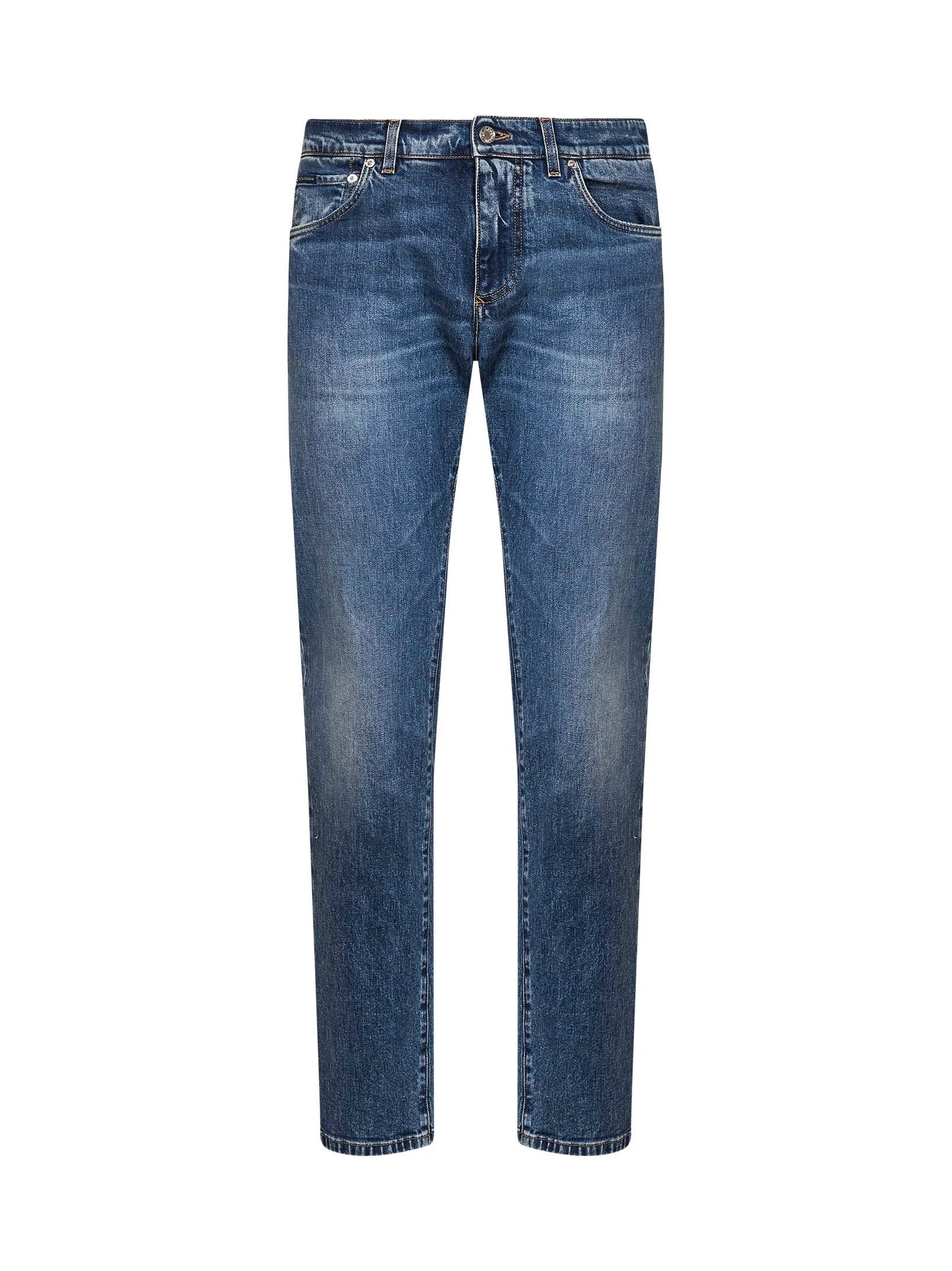Blue stretch cotton denim slim jeans - 1
