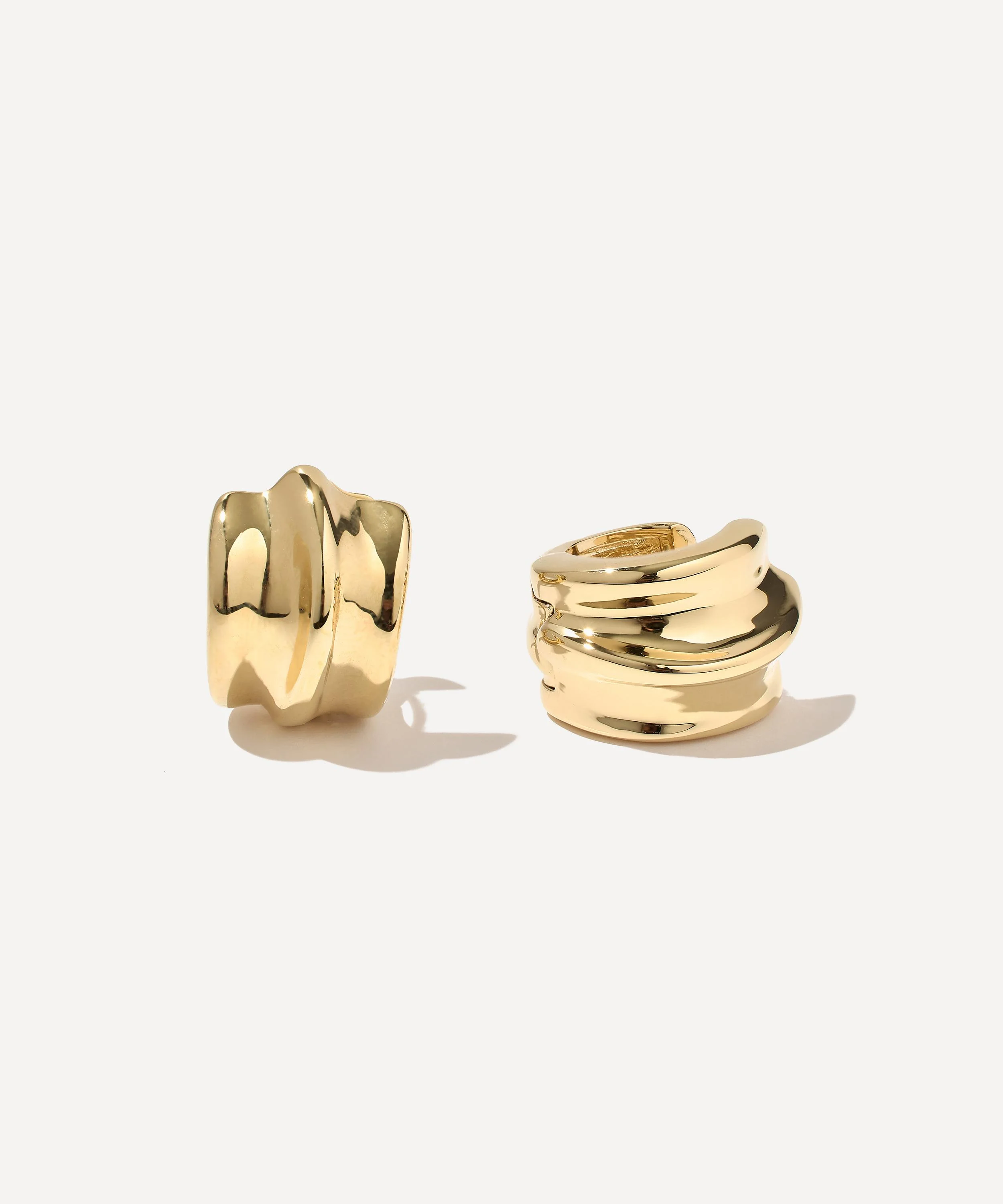 14ct Gold-Plated Vermeil Silver Small Wave Hoop Earrings - 1