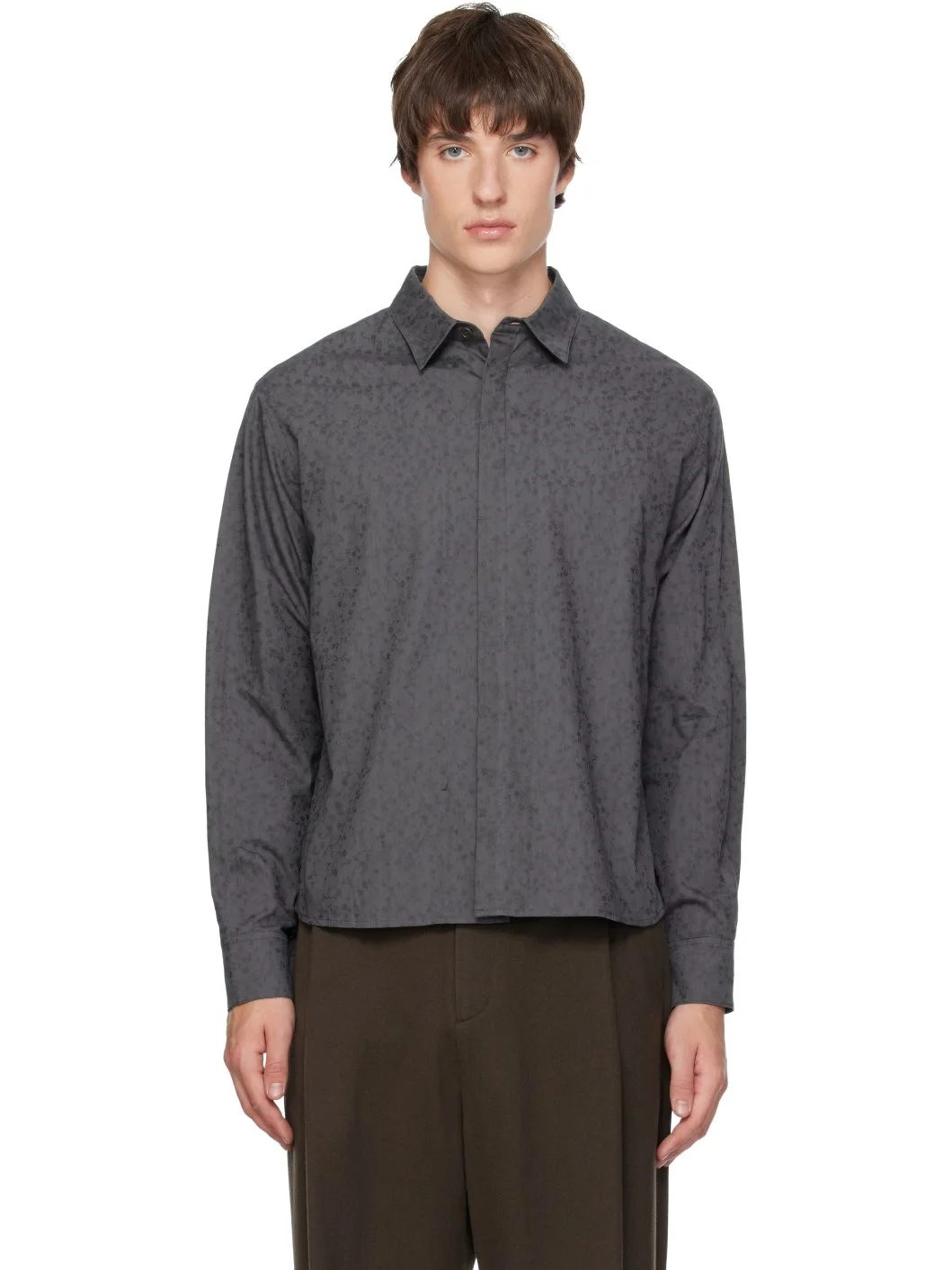 Gray Floral Basic Shirt - 1