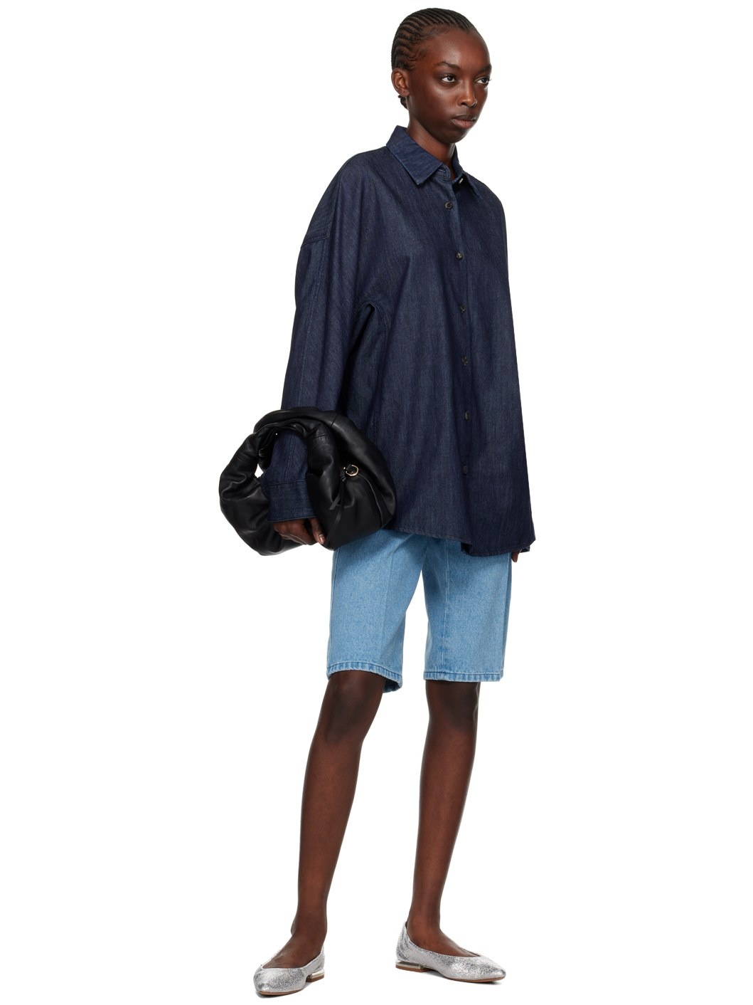 Blue Tailored Denim Shorts - 4