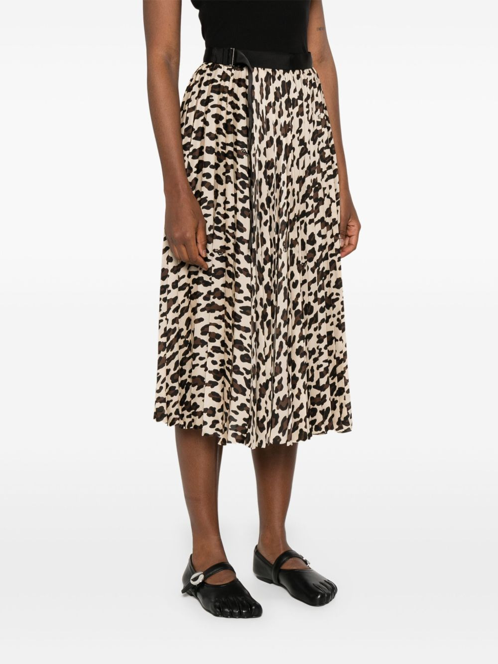 Sacai Women Leopard Print Midi Skirt - 3