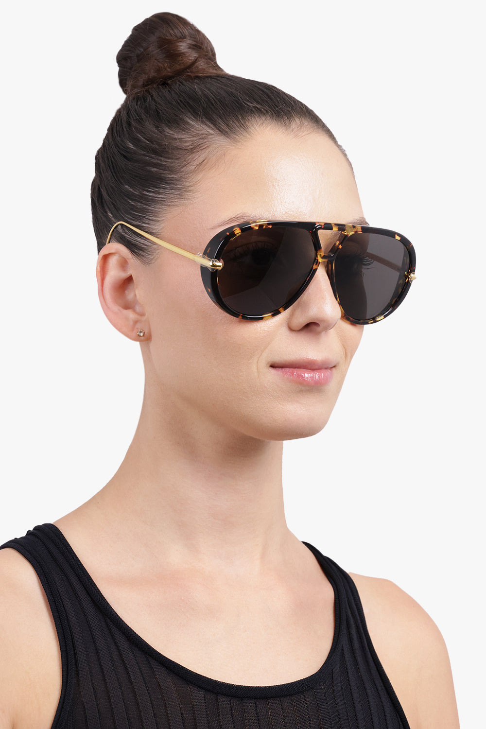 BV1273S ROUND AVIATOR SUNGLASSES | BLACK/GOLD - 5