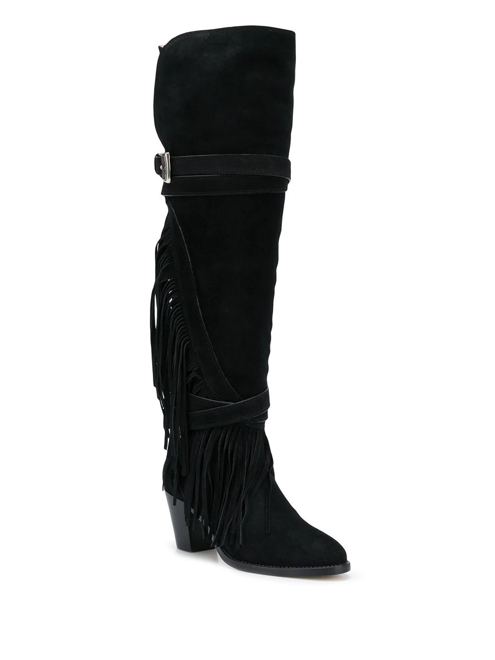 fringed-detail knee-high boots  - 2