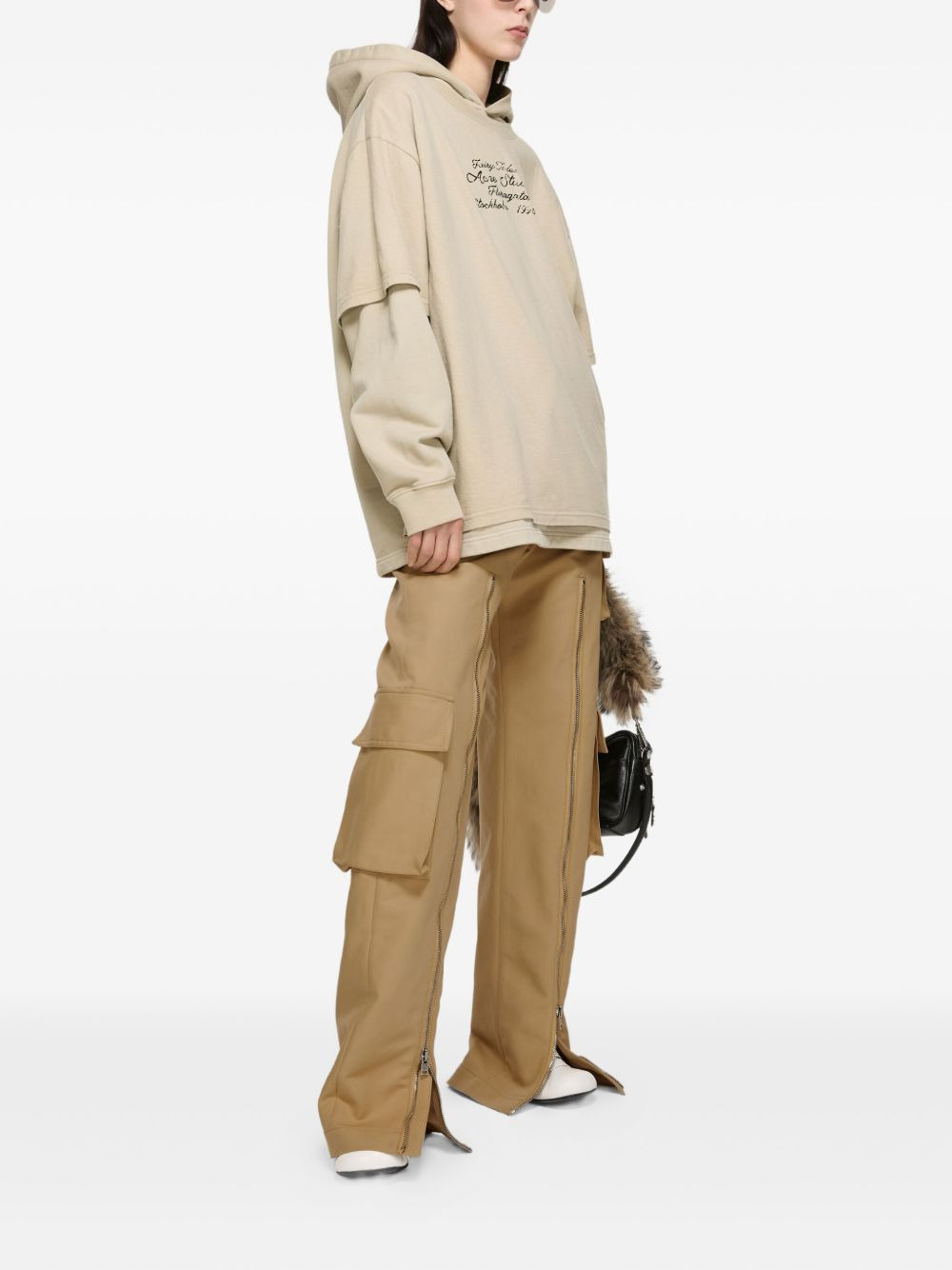 double-layered lettering-detail hoodie - 2