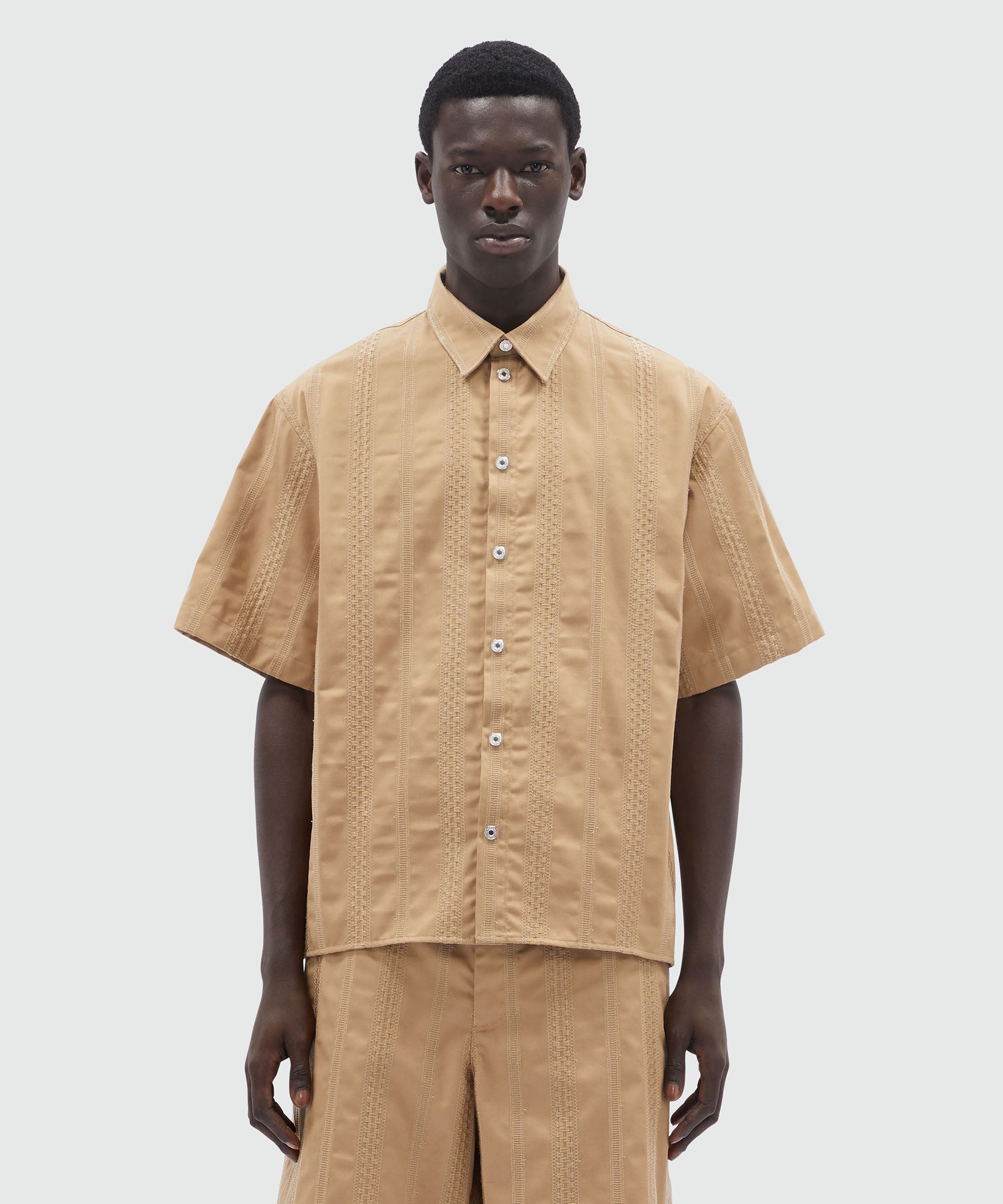 Gabardine shirt with stripes and embroidery - 2