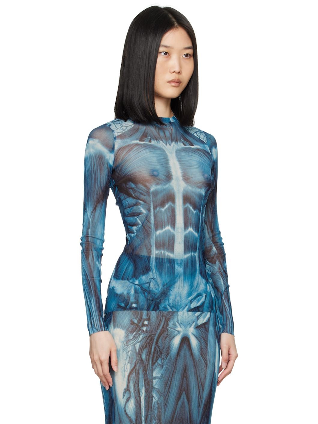 Blue 'The Écorché' Long Sleeve T-Shirt - 2