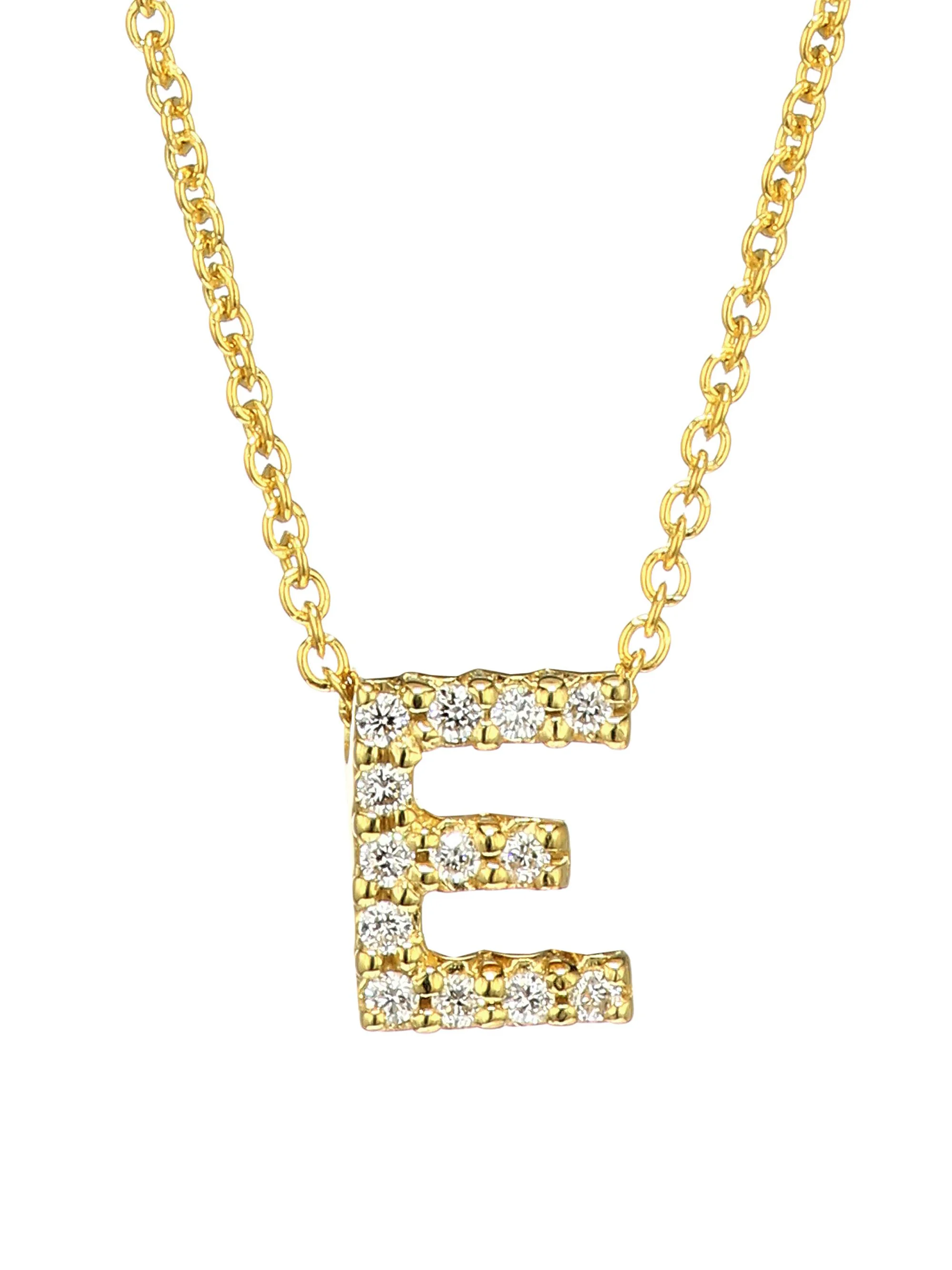 Women's Tiny Treasures Diamond & 18K Yellow Gold Initial Necklace - Initial E - 1