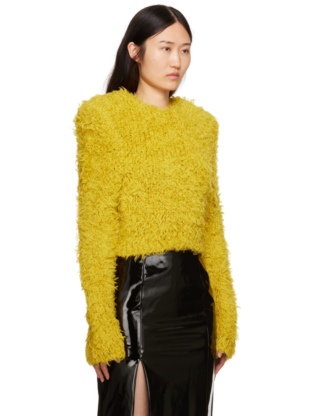 Yellow Padded Shoulders Sweater - 2