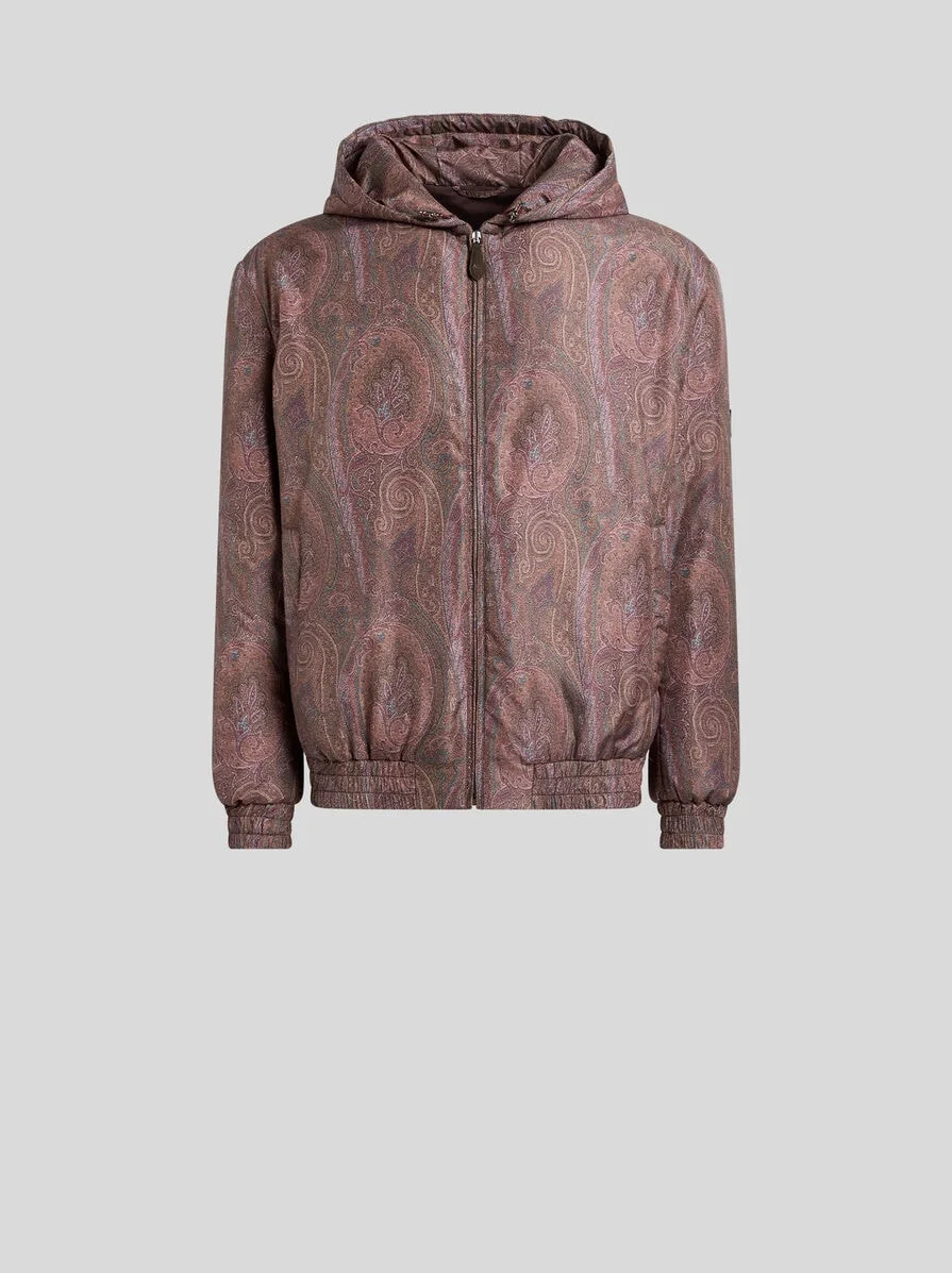 PADDED BOMBER JACKET WITH HOOD AND ARNICA MOTIF - 1