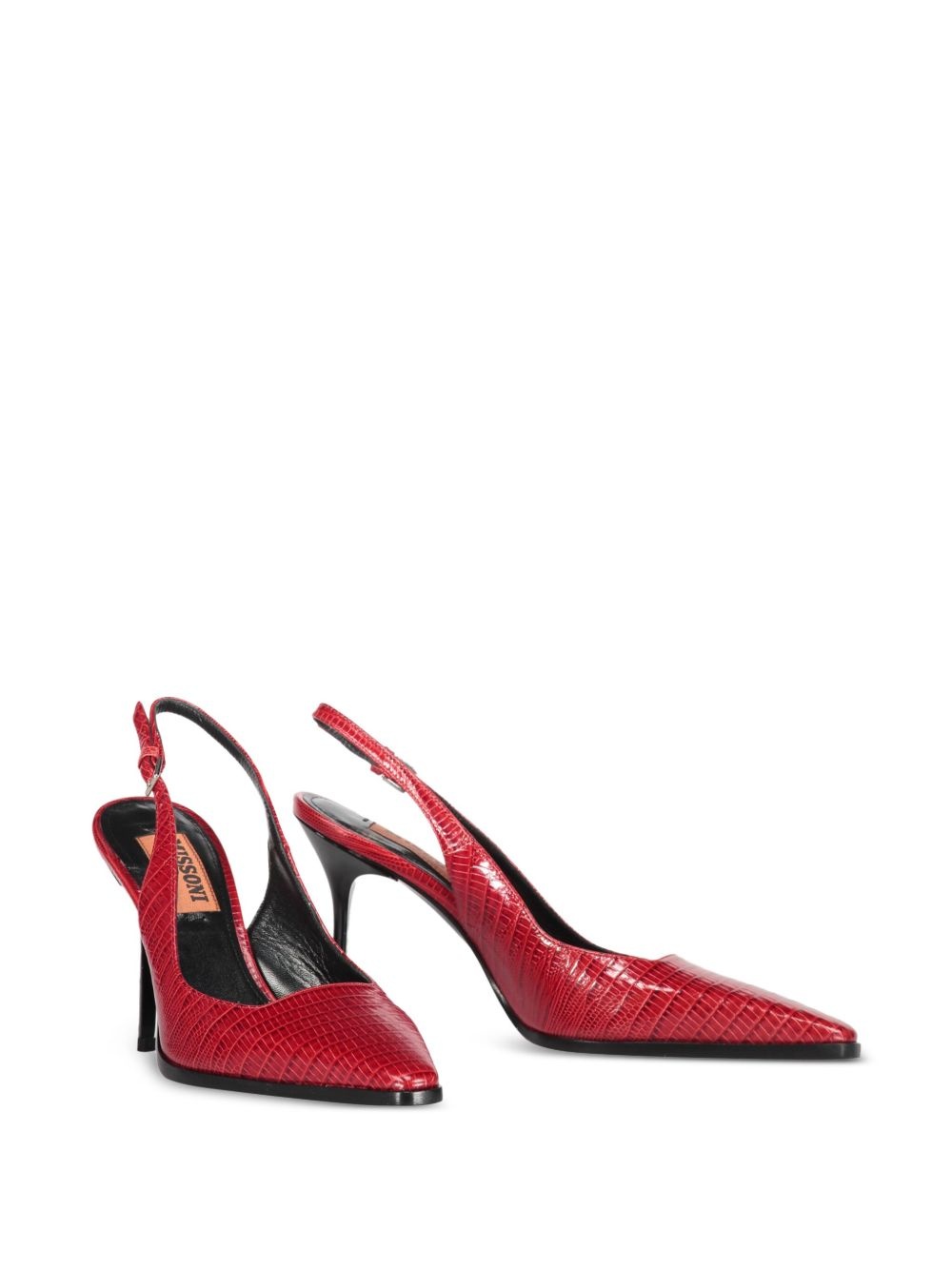 90mm lizard-skin print slingback pumps - 2