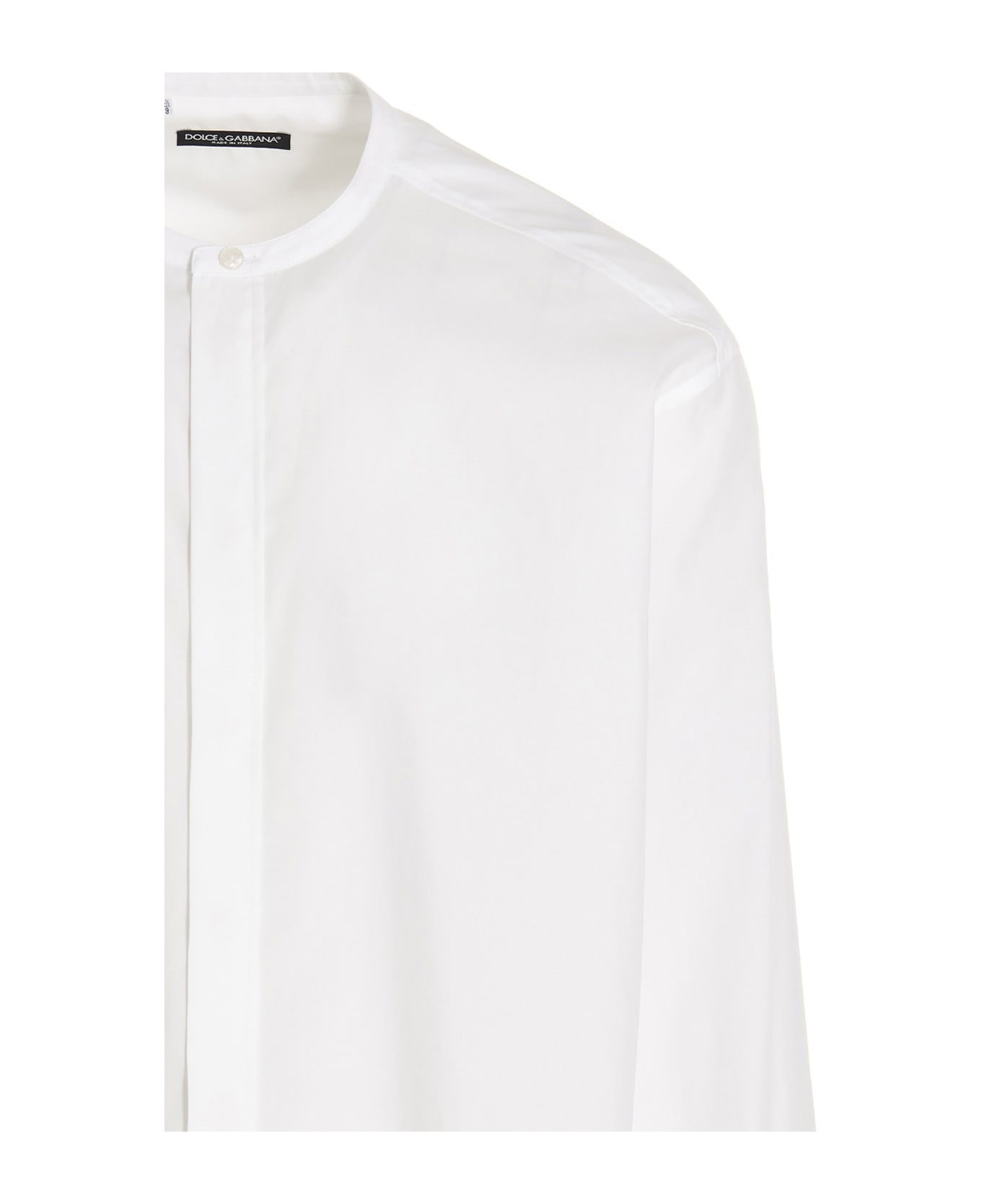 Band Collar Plain Long Shirt - 3